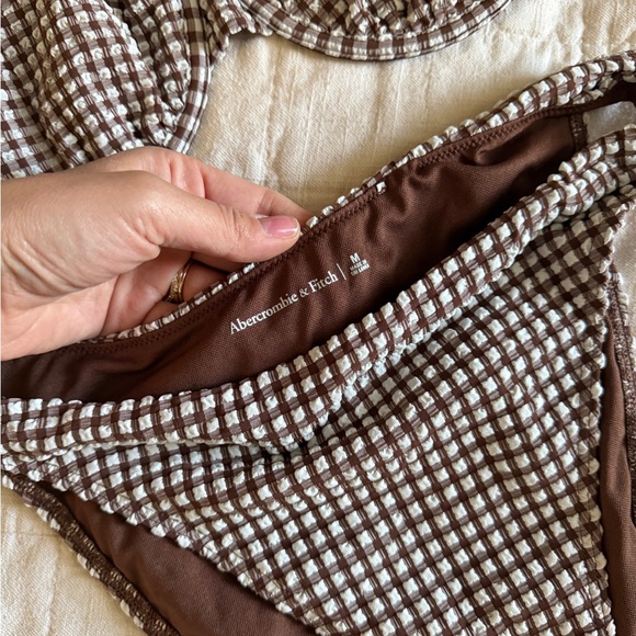 Abercrombie Gingham Brown Checkered Women's Bikini Set - Picture 3 of 5